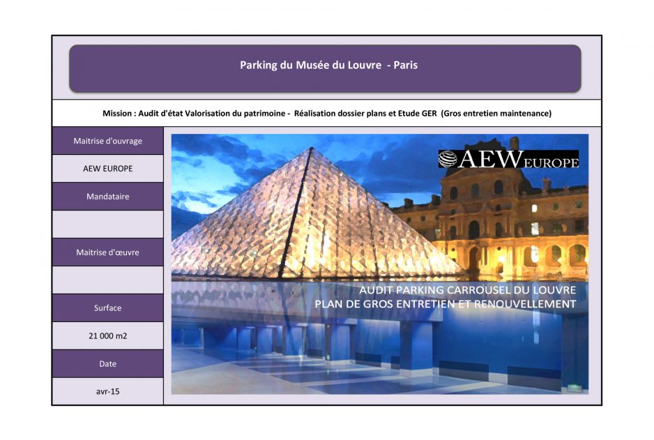 Audit d'état valorisation du patrimoine et réalisation dossier plans- AEW Europe