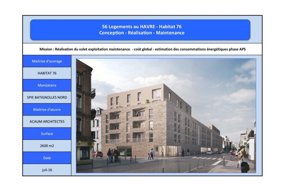 Réalisation du volet exploitation maintenance et estimation des consommations énergétiques - Habitat 76