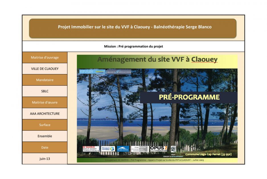 Pré-programmation de Projet - Ville de Claouey