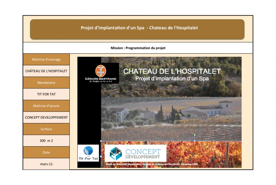 Programmation du projet - Chateau de l'hospitalet
