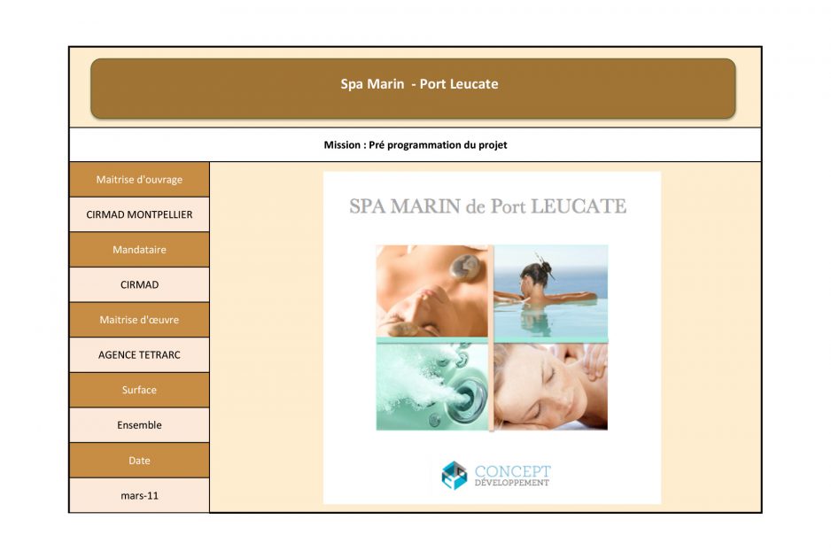 Pré-programmation de Projet - Spa Marin de Port Leucatte